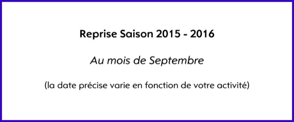 Inscription Saison 2015-2016